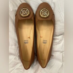 Liz Claiborne Tan Flats with Gold Detail
